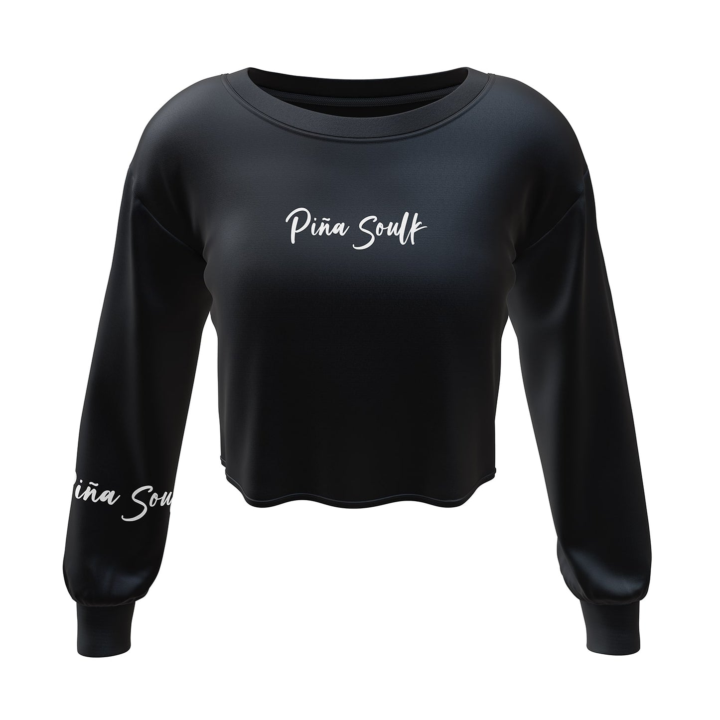 Crop top negro de Piña Soulk, diseño lateral pensado para quienes aman el skate, ciclismo y surf, con un toque urbano y cómodo