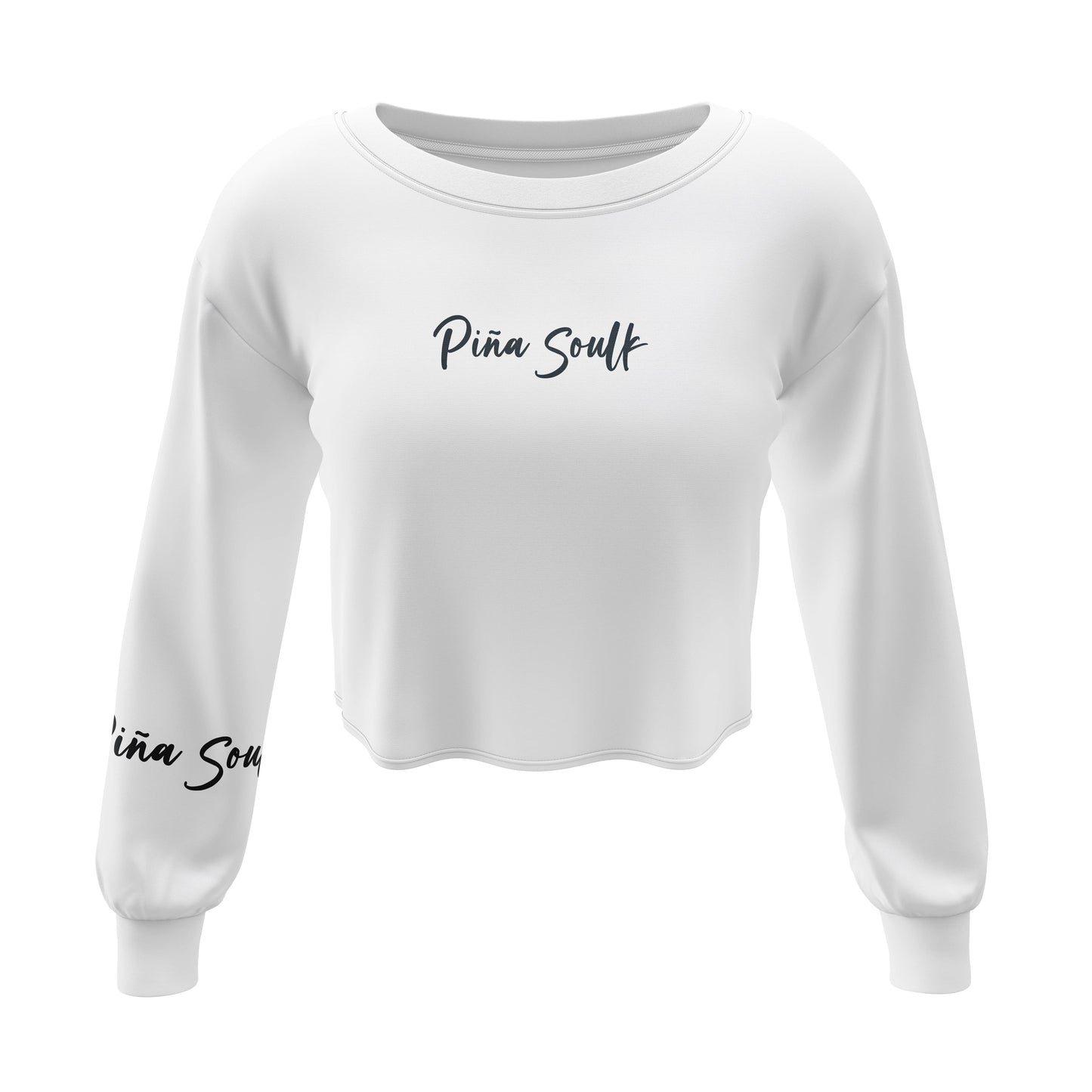 Crop top blanco de Piña Soulk, vista lateral, perfecto para amantes del skate, ciclismo y surf que buscan comodidad y estilo