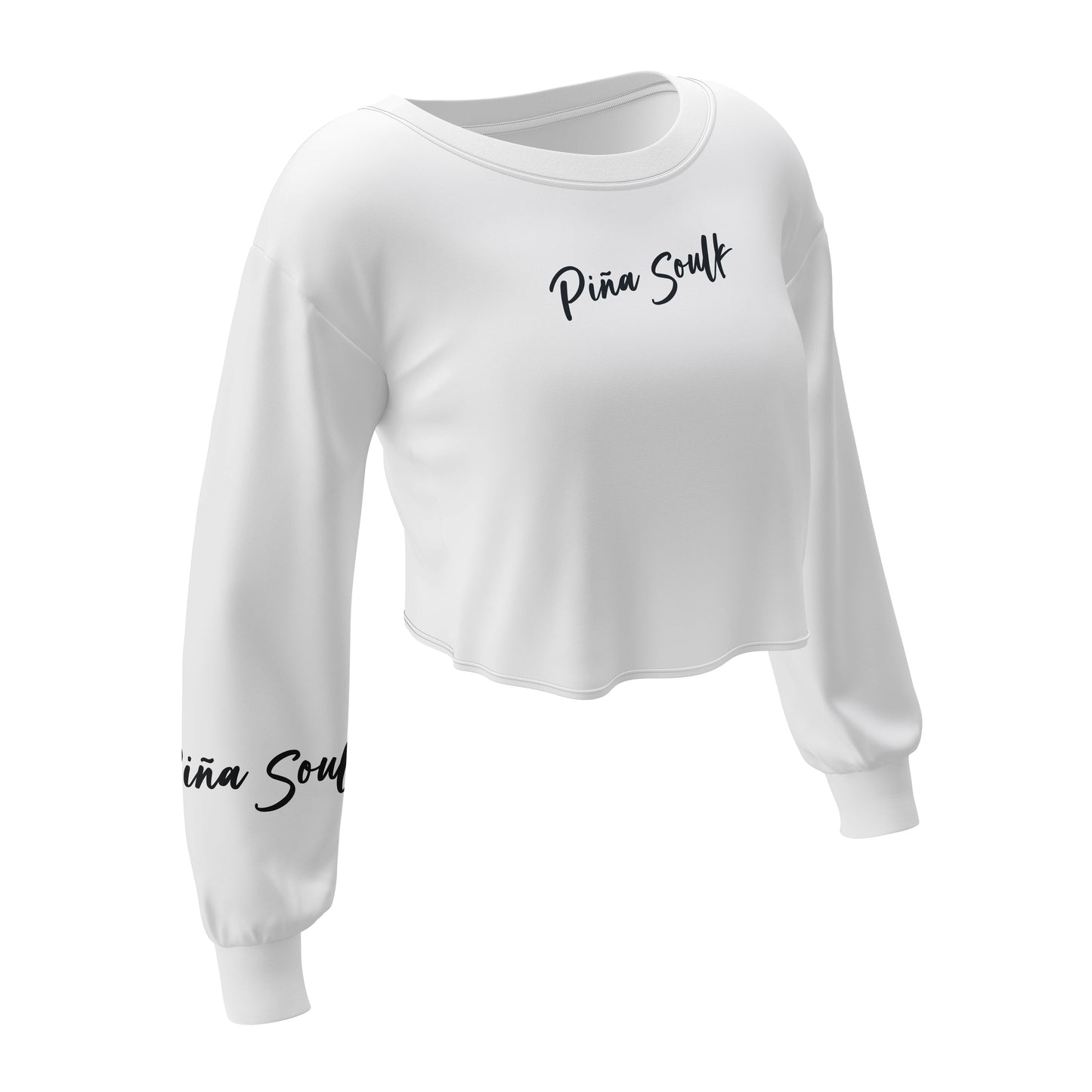 Top corto blanco de Piña Soulk en vista lateral, diseñado para un estilo casual y deportivo, ideal para skaters, ciclistas y surfistas