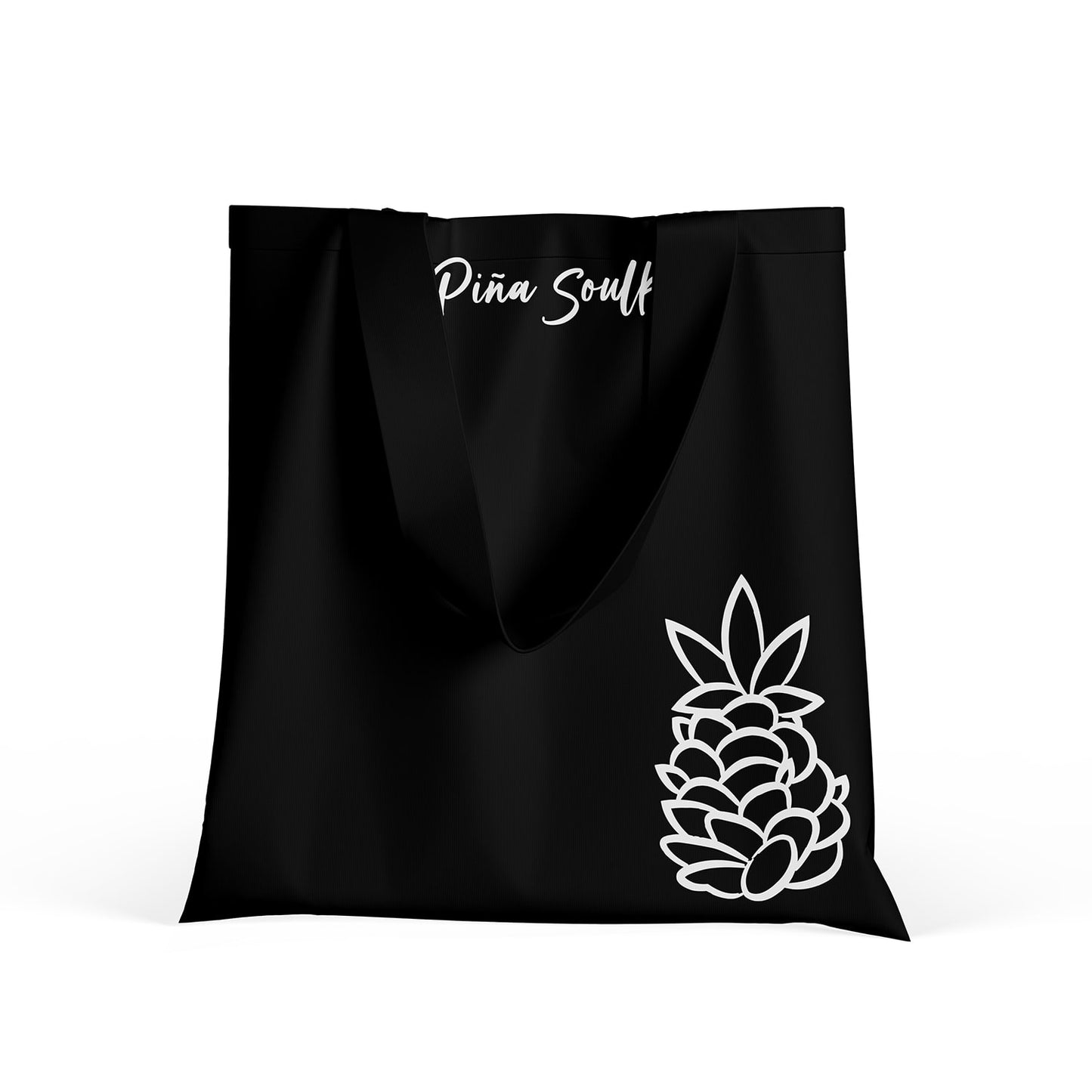 Tote bag en color negro de Piña Soulk, un bolso funcional y espacioso, ideal para transportar caguamas o acompañar cualquier actividad al aire libre con estilo